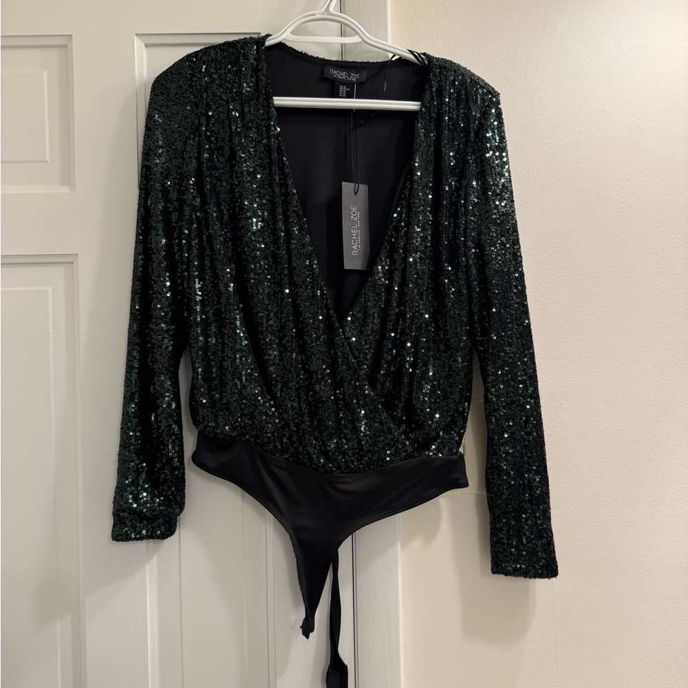 Rachel Zoe Black Sequin Bodysuit